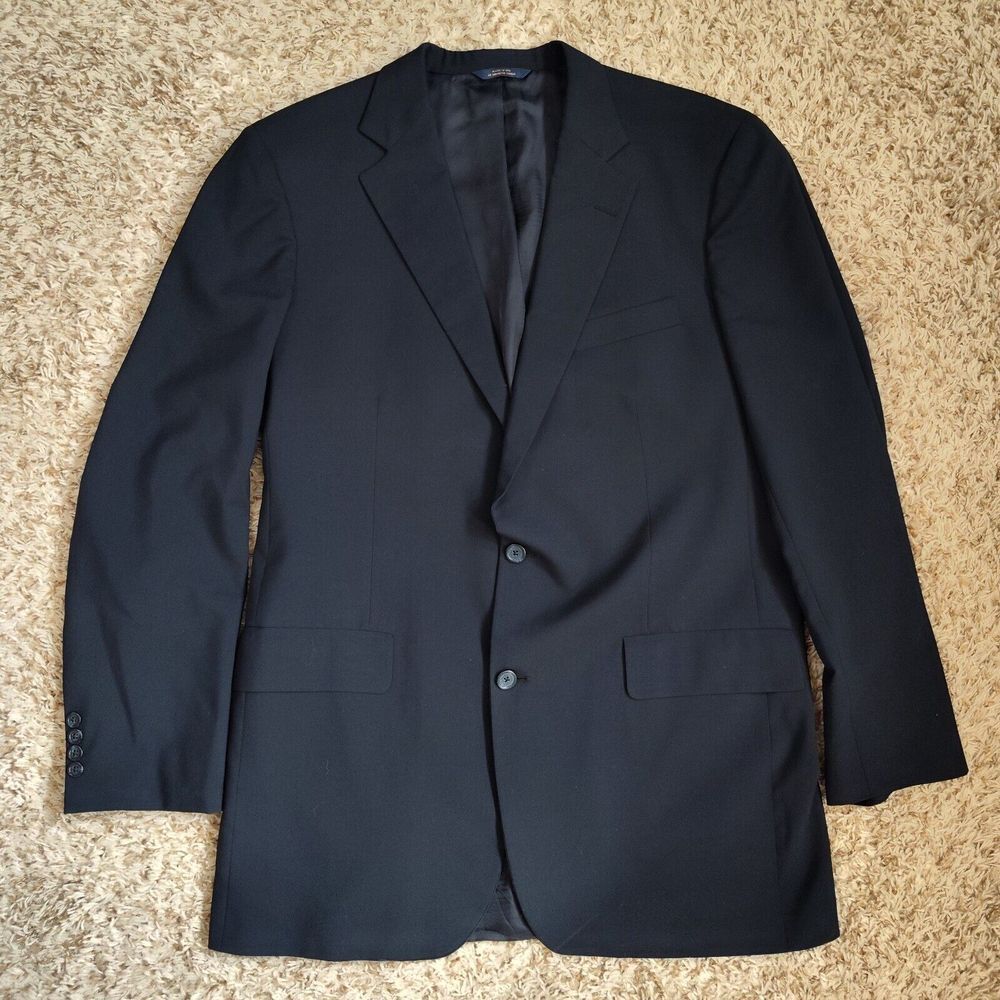 Brooks Brothers Brooksease Men Size 44L Black Made In USA Wool Blazer